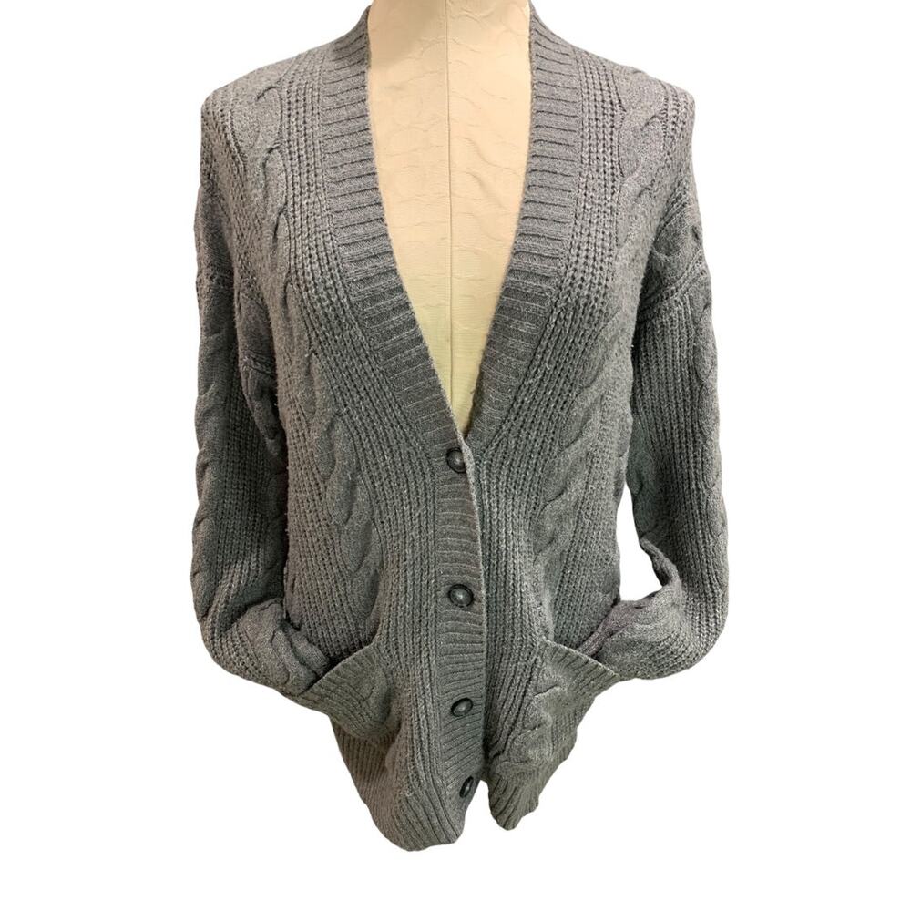 XS American Eagle Womens Cable Knit Cardigan Sweater Grandpa Pockets